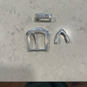 Silver Western Belt Buckle Set